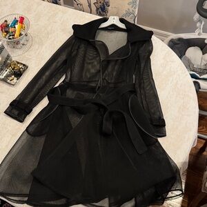 Elegant Black Sheer Trench Coat